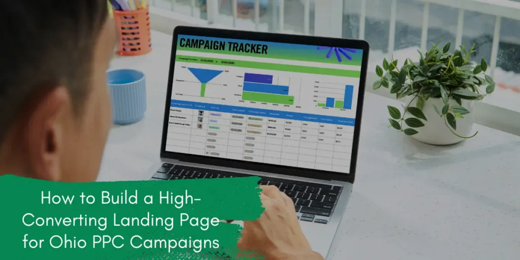 How to Build a High-Converting Landing Page for Ohio PPC Campaigns displayed on a laptop analytics dashboard | Richwood Marketing
